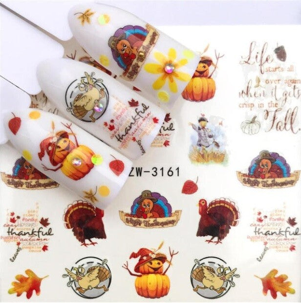 Nail Art Water Decals Stickers Transfers Halloween Blood Skull Vampire Pumpkin - 4