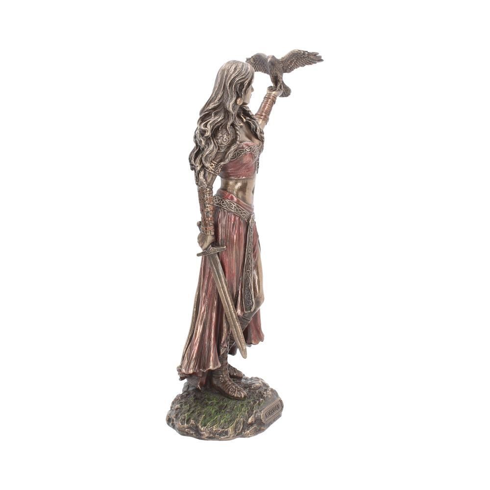 Morrigan & Crow Figurine Bronze Ornament Celtic Goddess of War & Death