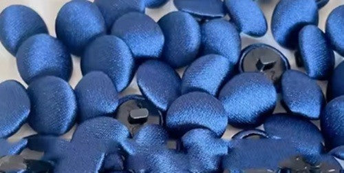 Coloured Buttons Fabric Cloth Covered Button Satin Round Sewing 11mm / 1.1cm - Navy