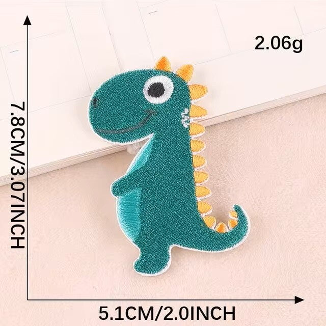 Dinosaur Patch Cartoon Animal Patches Iron on Letter Customise Clothing - 4