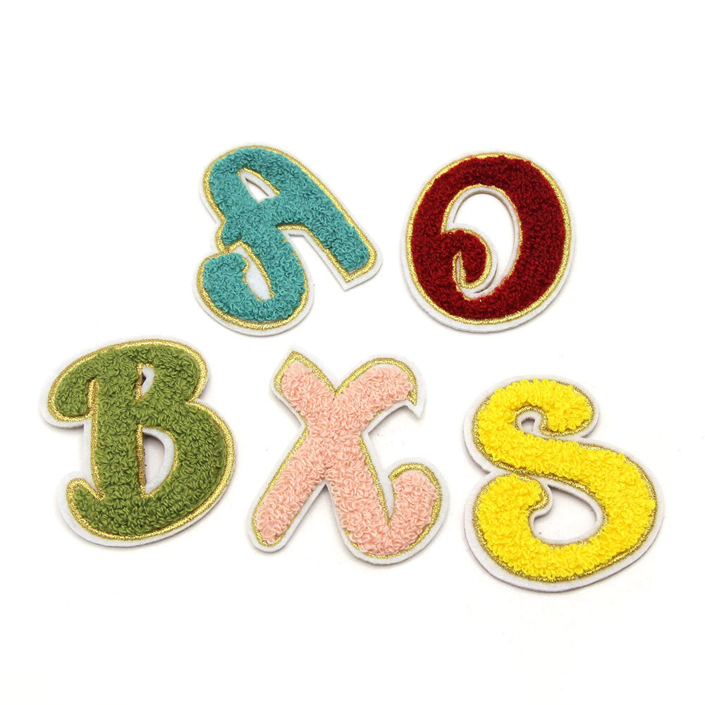 5 Colours Chenille Patch Letter Patches Iron on Sew on Alphabet Embroidery