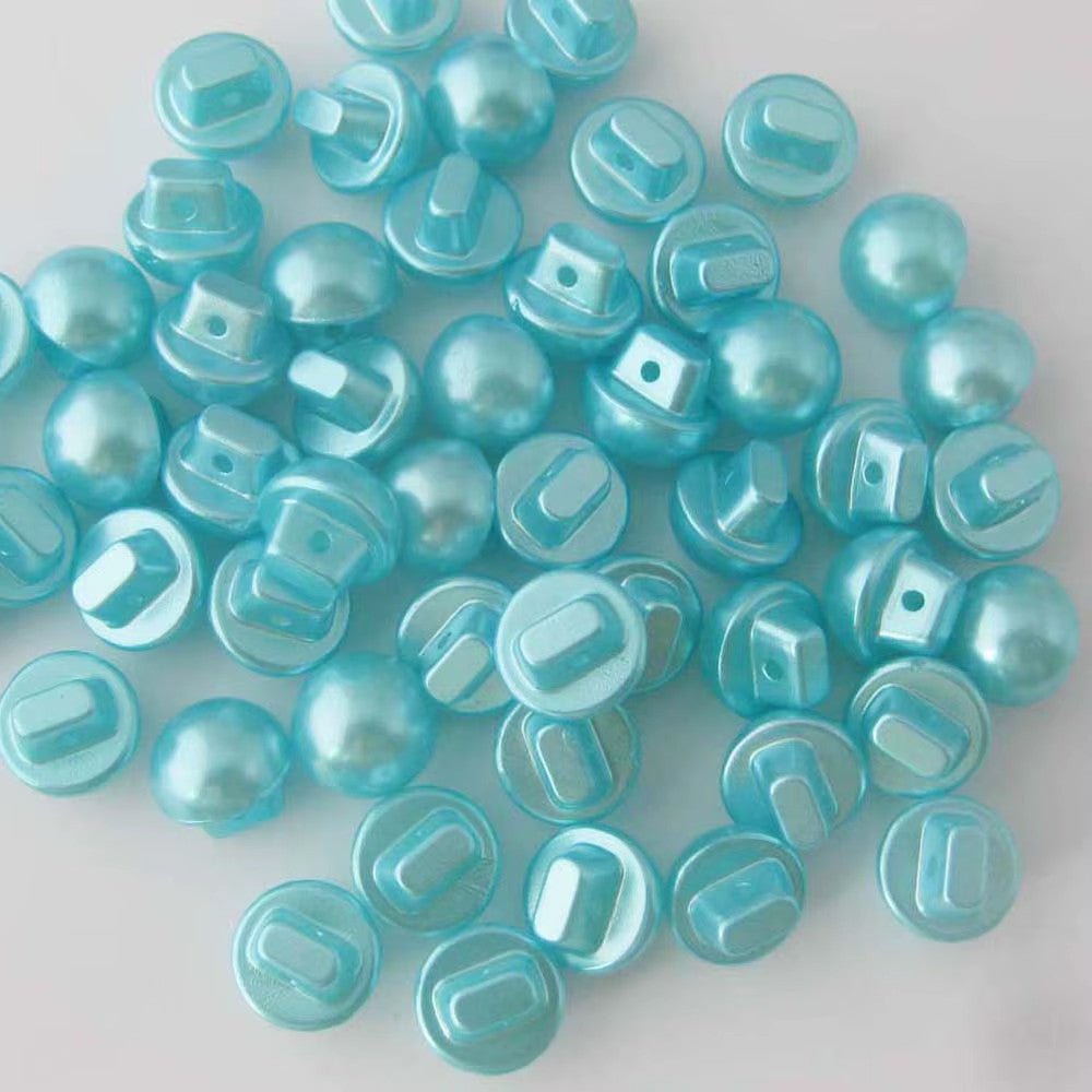 Buttons Half Pearl Shank Mushroom Button Side Shank 10mm - Aqua