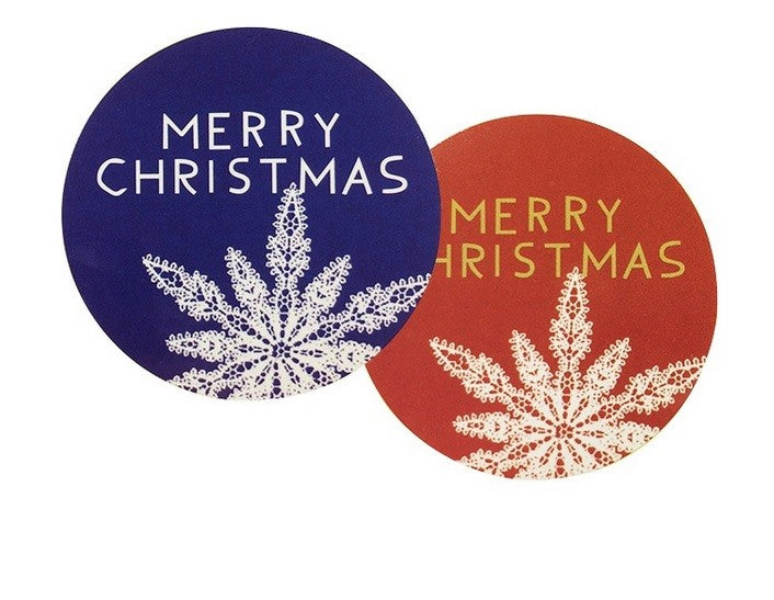 Snowflake Red & Purple 'Merry Christmas' Round Gift Seal Christmas Gift Stickers