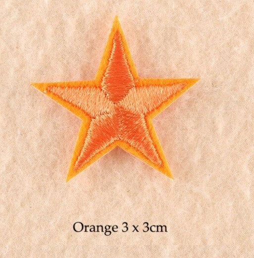 2 Orange Star Patches Iron On Sew On Stars Patch Embroidered Applique Badge