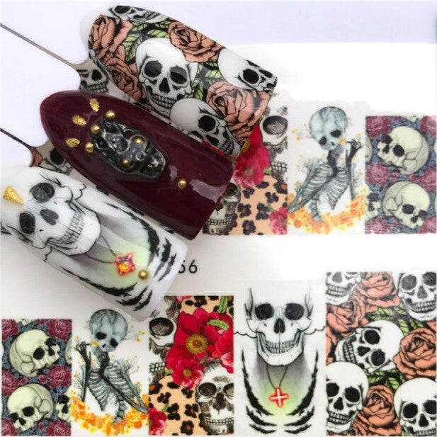 Nail Art Water Decals Stickers Transfers Halloween Blood Skull Vampire Pumpkin - 3