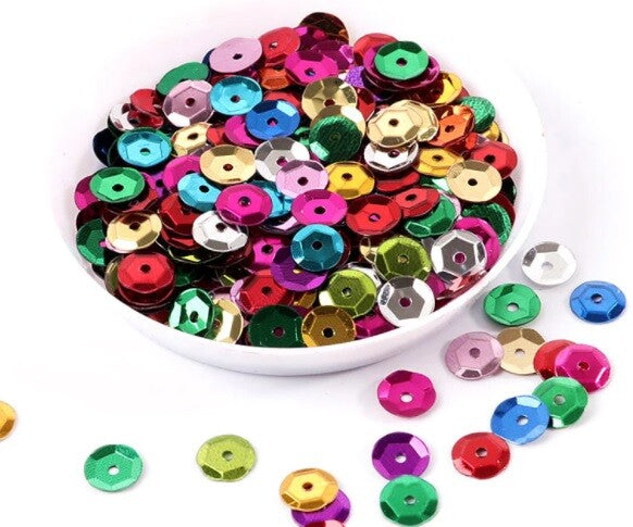 550 / 1200 Round 5mm Loose Sequin Sewing Trim Costume Sequins Craft - 36 COLOURS - Mix of colours