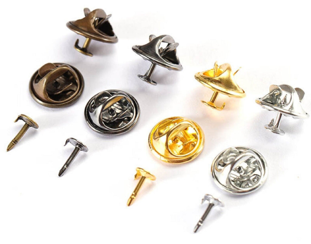 Butterfly Clutch Clips with Stud Pin Badge Backs Lapel Brooch Clasp