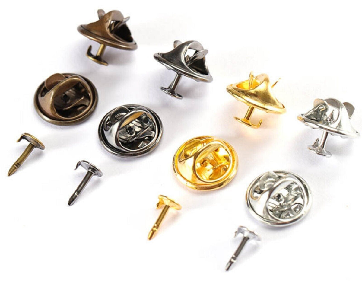 Butterfly Clutch Clips with Stud Pin Badge Backs Lapel Brooch Clasp