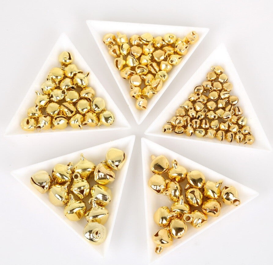 Jingle Bells Multicoloured Gold Silver Charms Card Craft 6/8mm - Gold