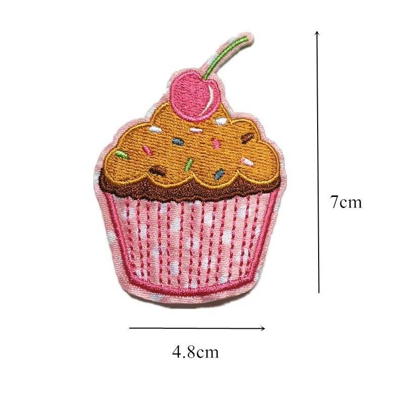 Cupcake Embroidery Patch Cake Patches Iron on / Sew / Glue Embroidered Cakes - 2