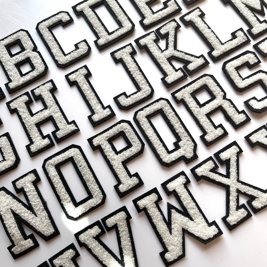 3D White Varsity Chenille Patch Letter Patches Iron Sew on Alphabet 5cm