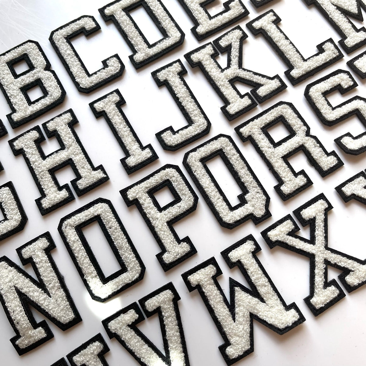 3D White Varsity Chenille Patch Letter Patches Iron Sew on Alphabet 5cm