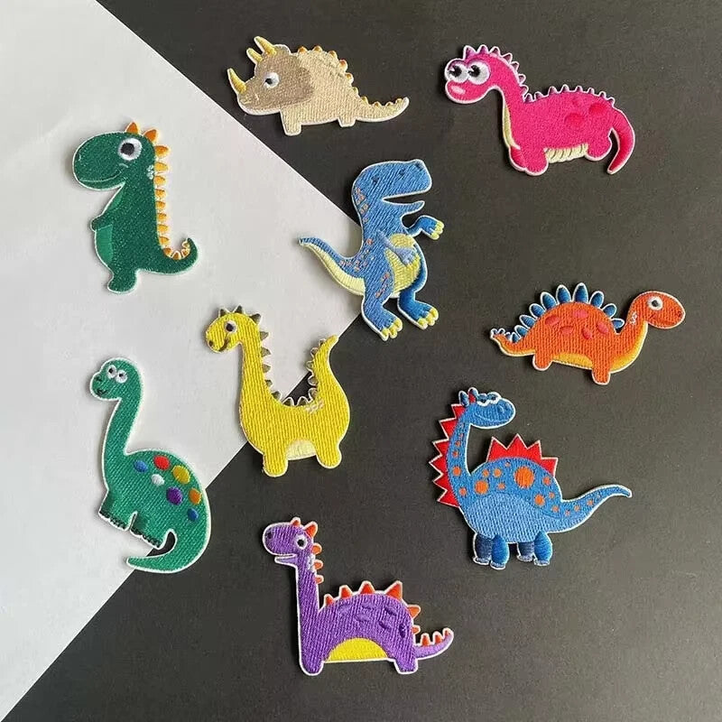 Dinosaur Patch Cartoon Animal Patches Iron on Letter Customise Clothing