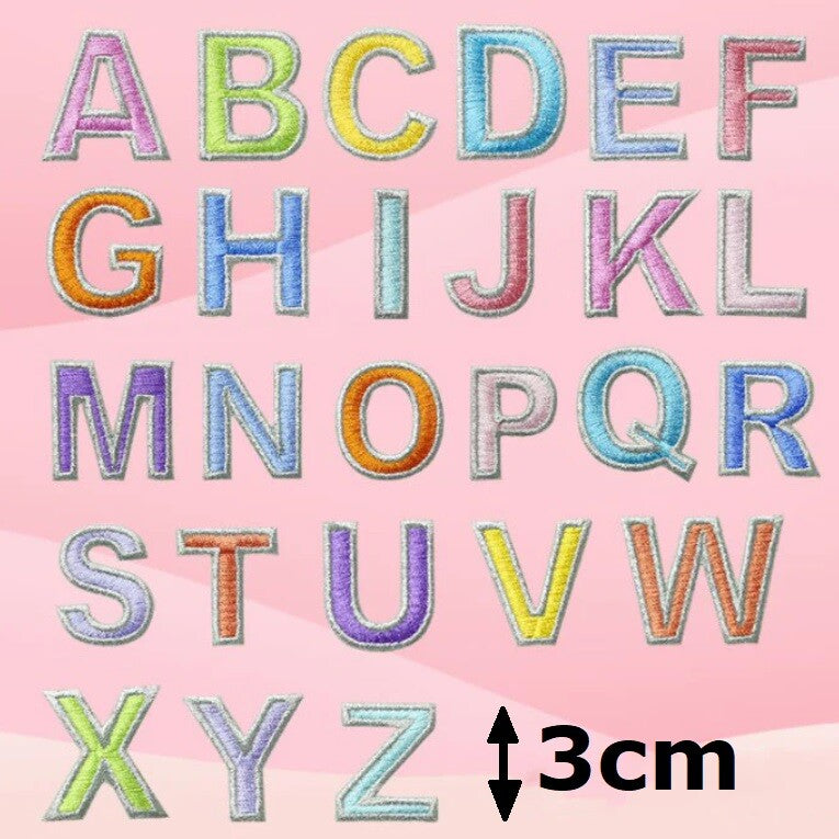 Multicoloured Letter Patch Iron or Sew on Alphabet Embroidery Customise 3cm