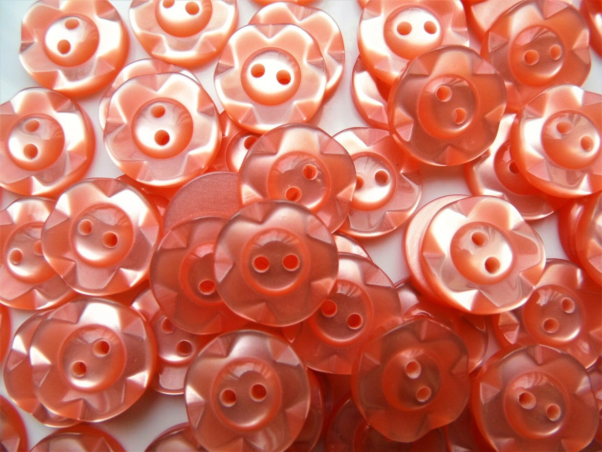 Fruit Gum Baby Buttons Dished Edge 11mm 14mm 16mm Dish Edged Button - Peach