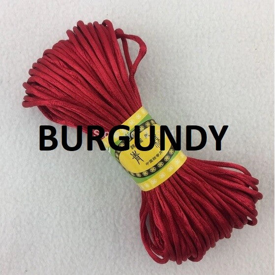 Cord Silky Satin Kumihimo Braiding Rattail Macrame 2mm Thick 5/10/20 Meter - Burgundy