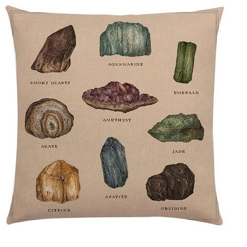 Vintage Design Animal Gems Minerals Floral Nature Plant Cushion Covers 17" x 17" - Geodes