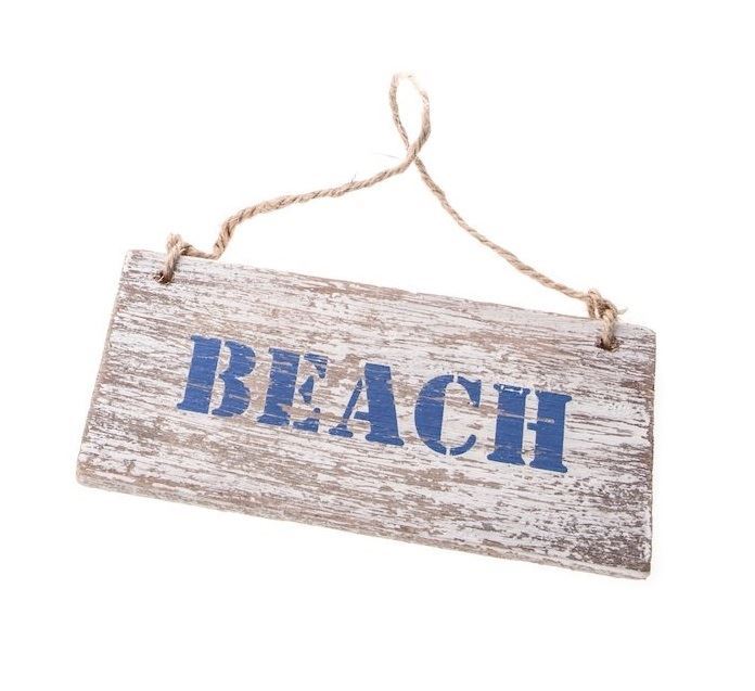 Nautical Wooden Hanging Plaque Sign Home Gift - Rectangle Design - Gisela Graham - Beach
