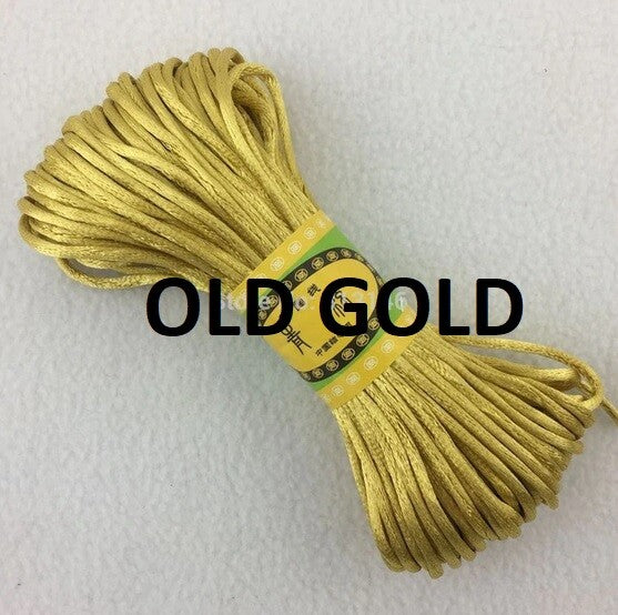 Cord Silky Satin Kumihimo Braiding Rattail Macrame 2mm Thick 5/10/20 Meter - Old Gold