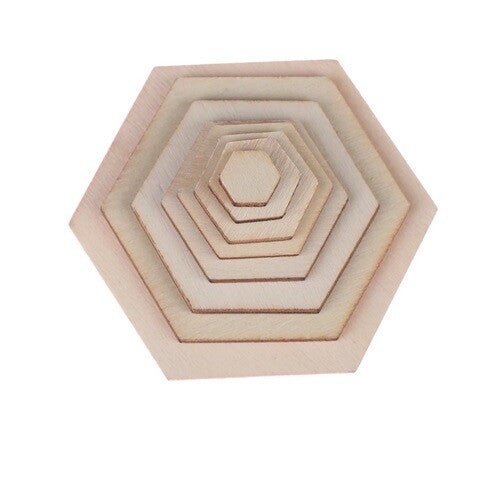 Wooden Hexagon Shape Craft Disc Wood Slice Tag Embellishments Decoration