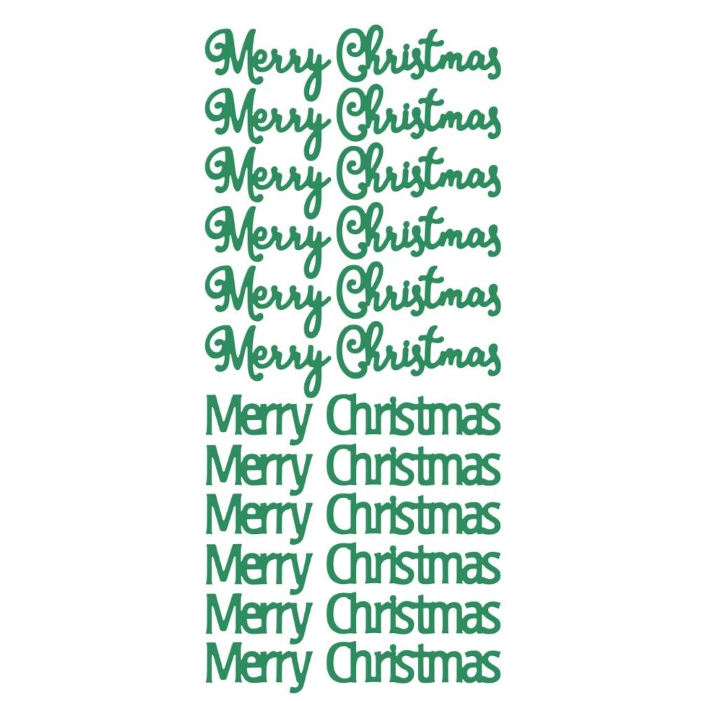 Merry Christmas Mirror Shine Peel Off Sticker Card Making Craft Stickers - Green