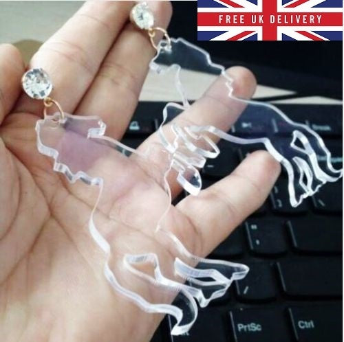 Clear Acrylic Unicorn Horse Earrings Unique Exaggerated Large Festival