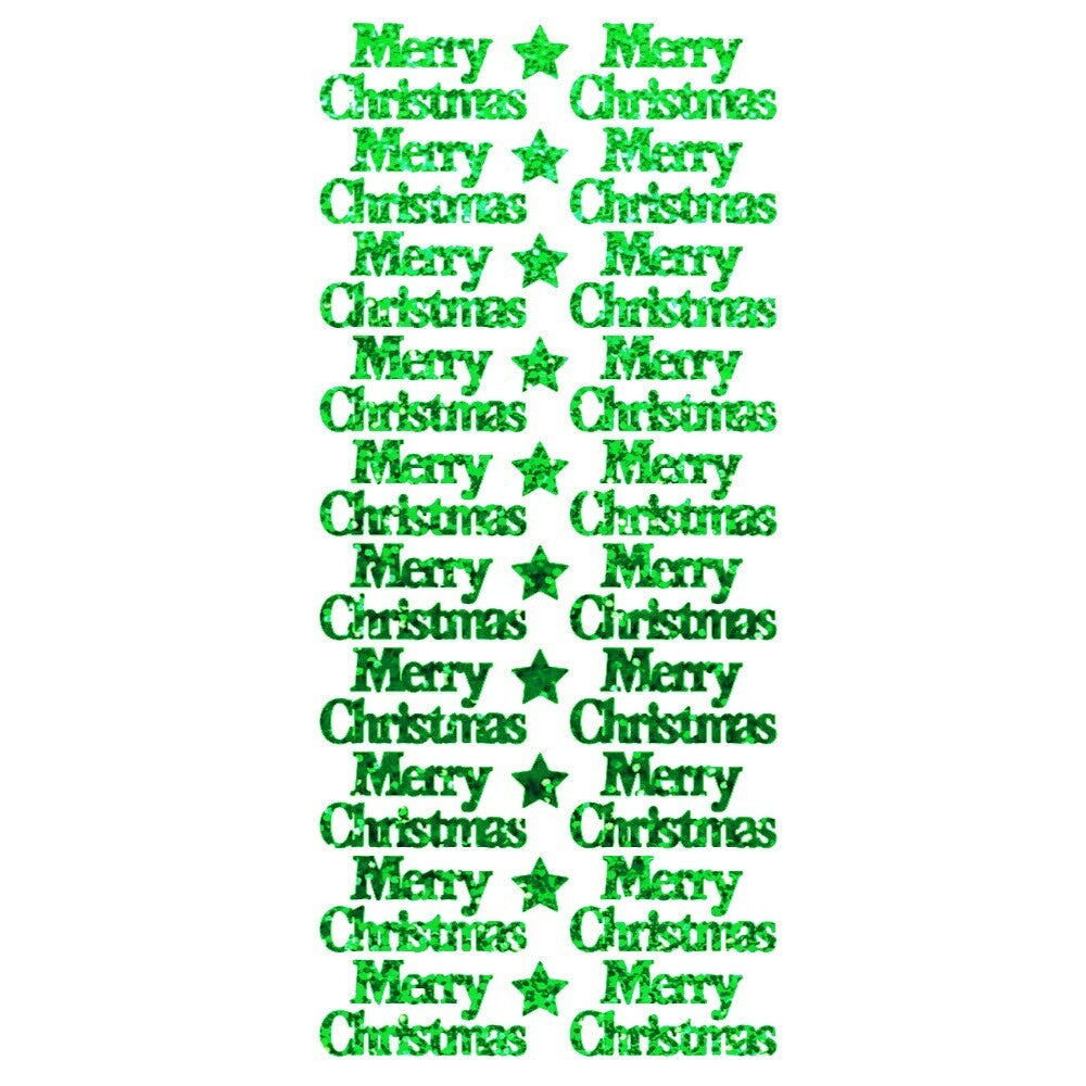 Merry Christmas Peel Off Sticker Sheet for Card Making Craft Scrapbooking Crafts - Green