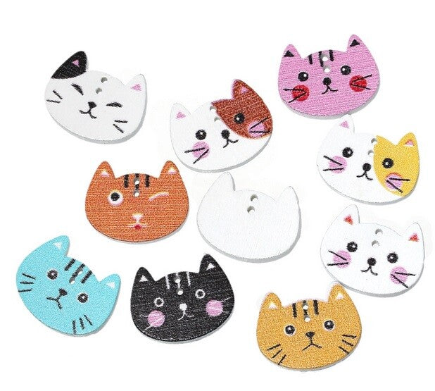 Cat Buttons Embellishments Scrapbook Craft Customise Clothing DIY Garment Gift - Cat Design 4 - 2x1.6cm