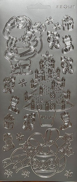 Christmas Peel Off Sticker Snowflake Star Santa Reindeer Snowman Craft Stickers - Mix Silver (1.3041)