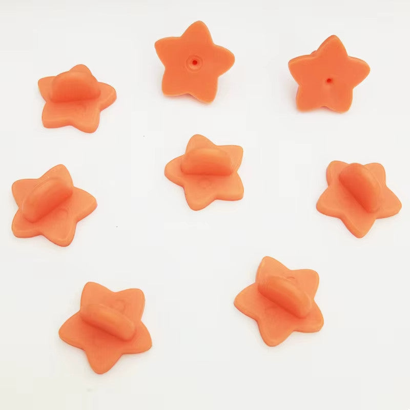 Star Coloured Rubber Pin Backs Keepers Replacement Uniform Badge Comfort Fit - Orange