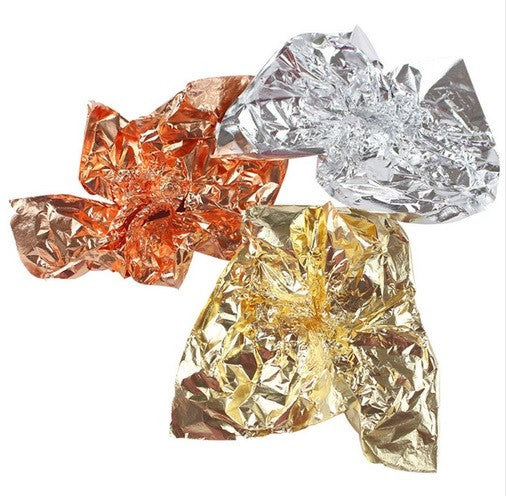 100 Sheets Rose Gold Silver Copper Leaf Foil Gilding Decoupage 14x14cm