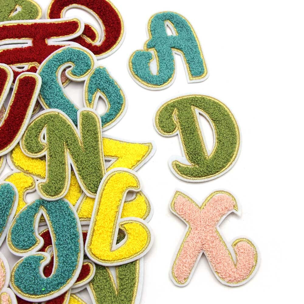 5 Colours Chenille Patch Letter Patches Iron on Sew on Alphabet Embroidery