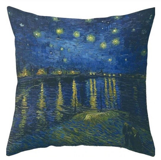 ARTIST VAN GOGH STARRY NIGHT BLOSSOM OIL PAINTING CUSHION COVERS 45x45cm - Starry Night over the Rhone