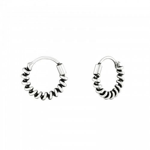 925 Sterling Silver & Gold Hoop Earrings Bali Hoops Earrings & Gift Box - Hoops 2x10mm