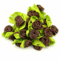 25 x Mini Rose Buds Satin Ribbon Flowers Rosebuds Wedding Card Making Craft - Brown
