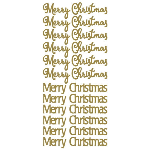 10 Sheets - Gold Mirror Merry Christmas Peel Off Sticker Card Craft Stickers