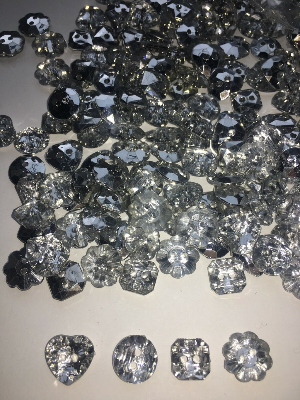 Diamante Mixed Shape Crystal Buttons Gem 2 Hole Sewing Craft 10/20