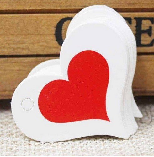 Blank Red Heart Gift Tag Label Craft Paper Love Heart Wedding Tags Gift 3x4cm - White
