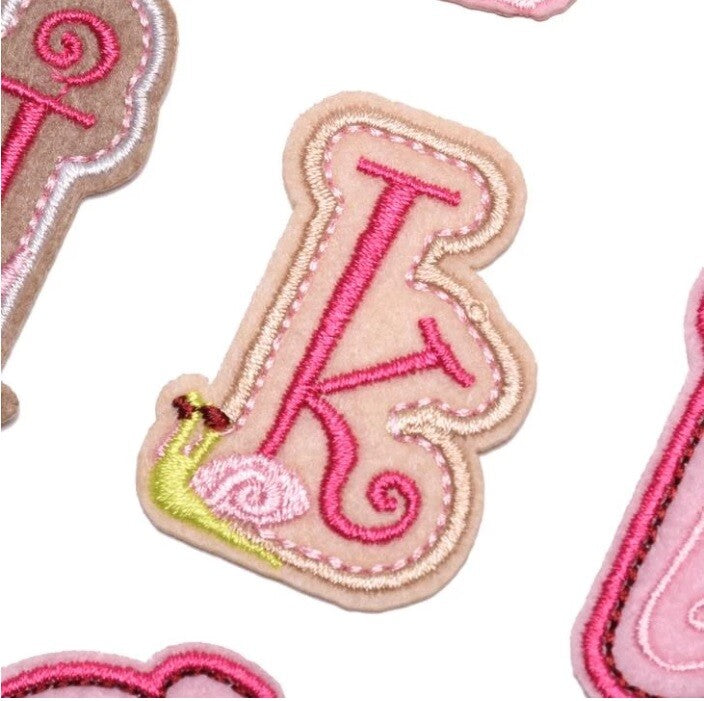 Pink Letter Patch Iron or Sew on Alphabet Embroidery Customise Clothing 4x3cm