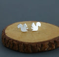 Squirrel Woodland Animal Stud Earrings Gold or Silver Minimalist Jewellery