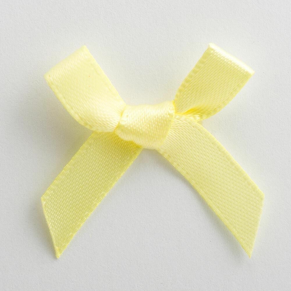 3cm Satin Bows 6mm Bow Pre Tied Ribbon Sewing Crafts Wedding Cards Scrapbook - Lemon
