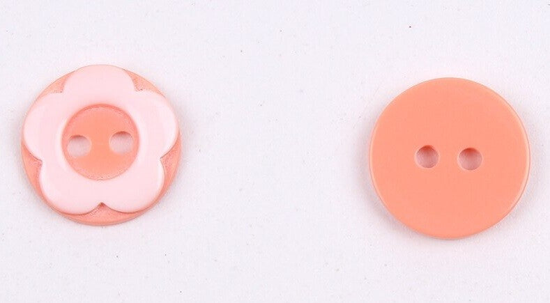 13mm Flower Buttons - Blue Pink Red Black White Multicoloured Mix - 2 Hole Resin