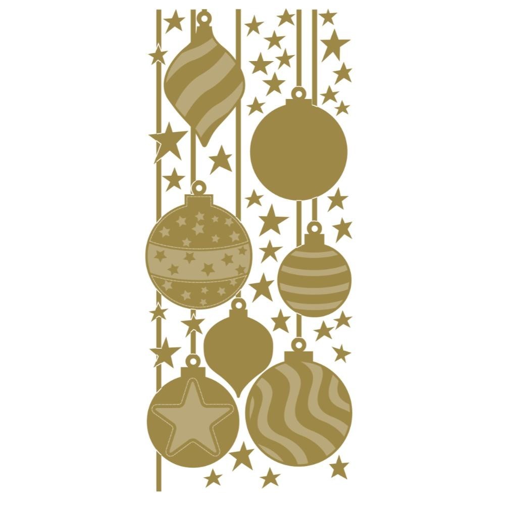 Christmas Peel Off Sticker Snowflake Star Santa Reindeer Snowman Craft Stickers - Baubles Gold (170300)