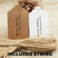 100 x Hand Made With Love Thank You Tag Labels Stickers Craft Tags With String