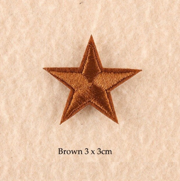 2 Brown Star Patches Iron On Sew On Stars Patch Embroidered Applique Badges