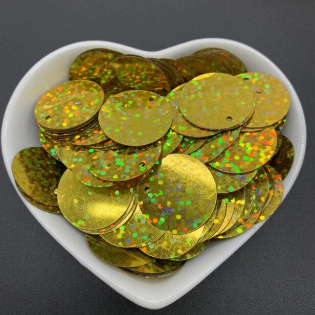 200 x Large Round 20mm Loose Sequin Flat Sewing Trim Costume Craft - 23 COLOURS - Laser Gold