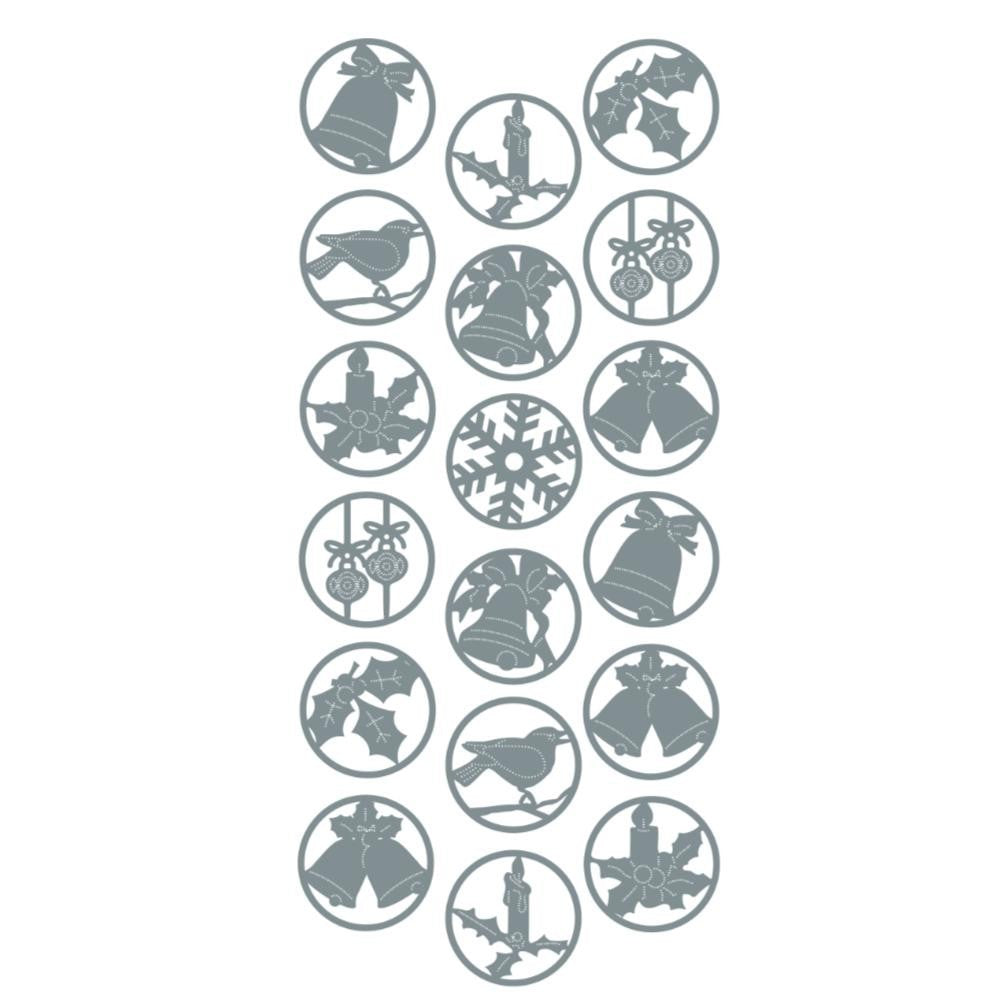 Merry Christmas Happy Christmas Peel Off Sticker Card Making Craft Stickers - Symbols Silver (168201)