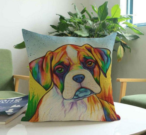 CUSHION COVER DECORATIVE DOG BREEDS ART CANVAS VINTAGE RETRO 43 x 43 CM - 11