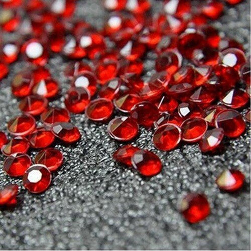 1000 Pieces - Diamond Table Scatter Confetti Gems - 10 Colours - 4mm - Craft - Red