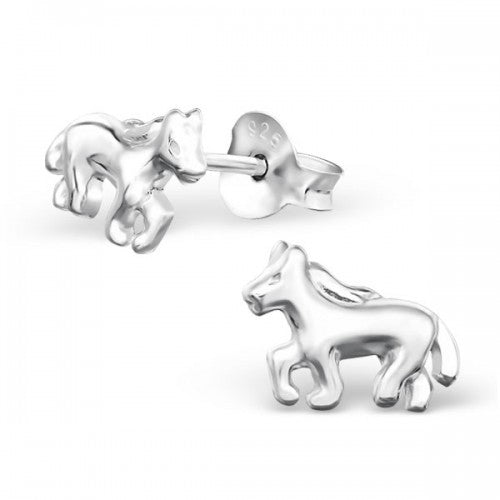 925 Sterling Silver Horse Pony Stud Earrings 10x7mm & Gift Box #12